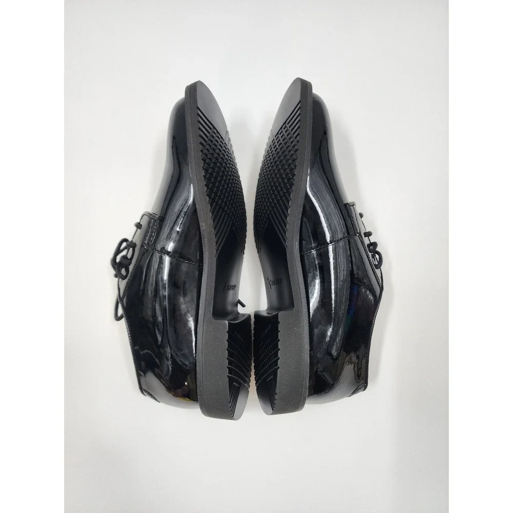 Bates High Gloss Oxford Mens 7.5 Black Uniform Dress Shoes E07842 Slip Resistant